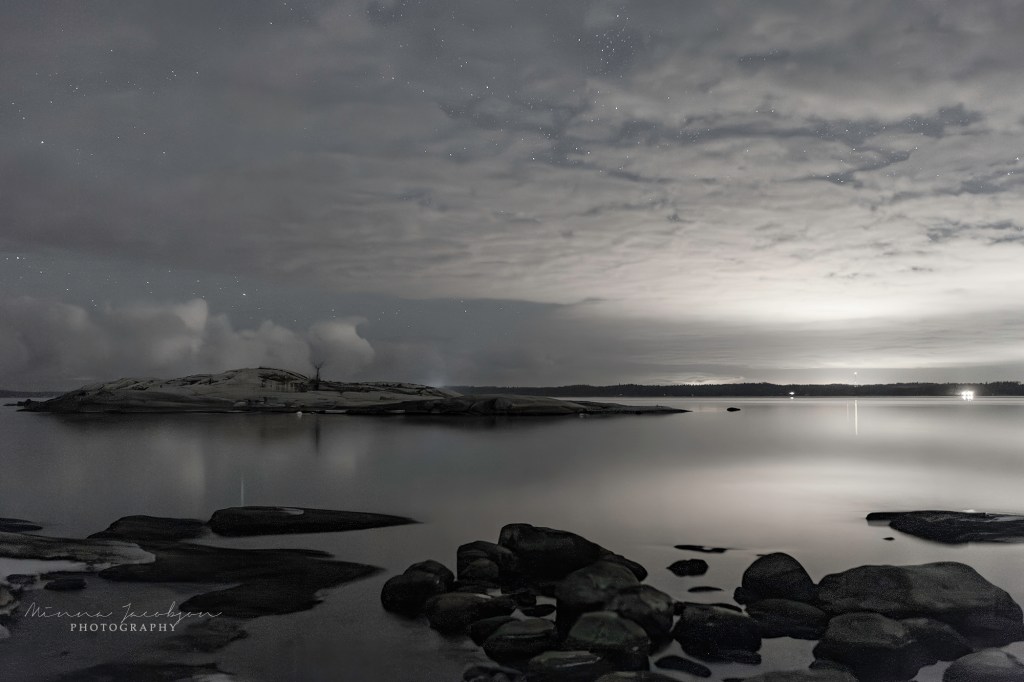 Milky Way behind the clouds, Kopparnäs, Finland, Copyright Minna Jacobson. December 2023. 