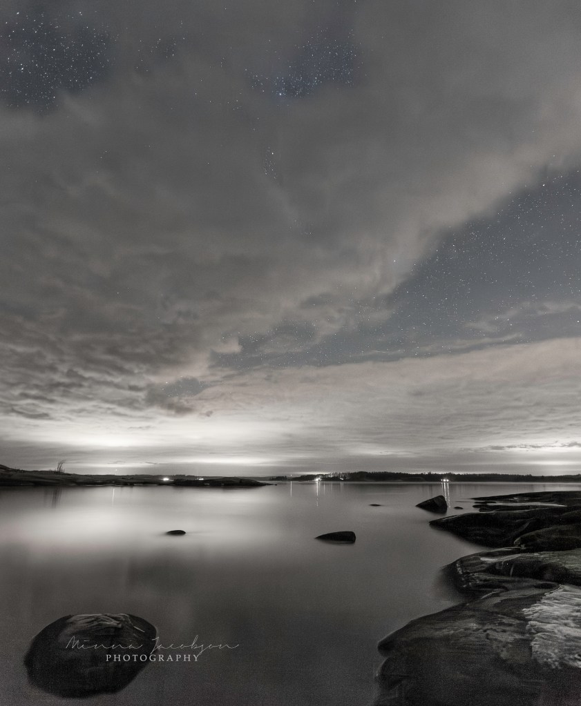 Milky Way behind the clouds, Kopparnäs, Finland, Copyright Minna Jacobson. December 2023. 