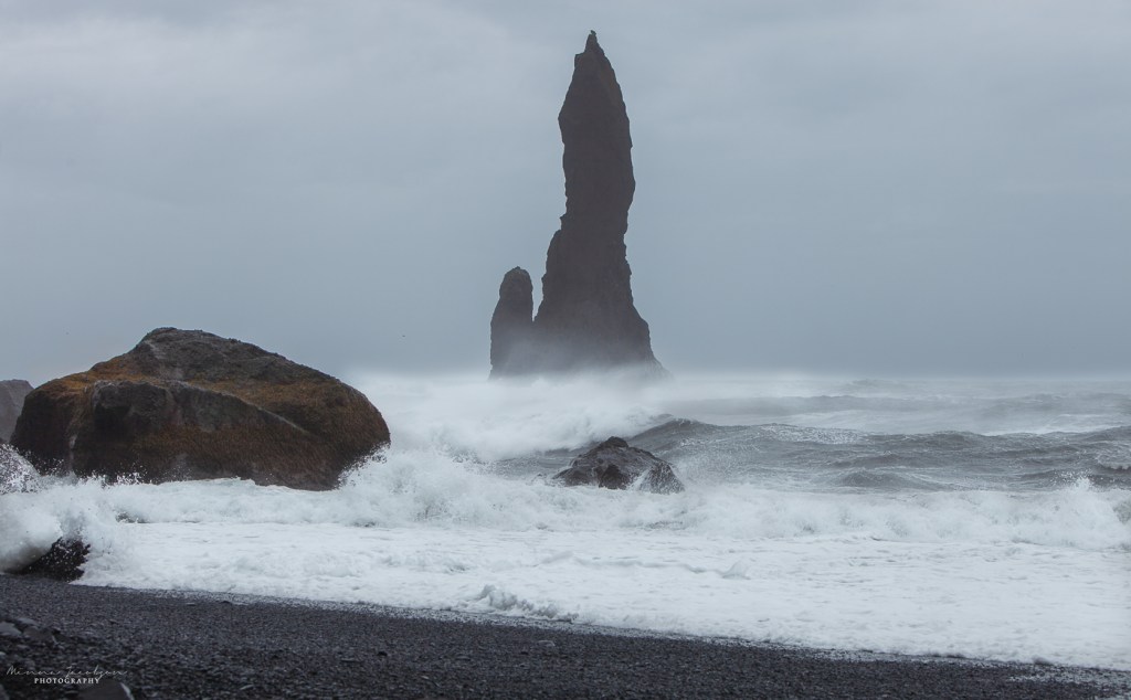 The basalt sea stacks of Reynisdrangar, Vik, Iceland. Copyright Minna Jacobson